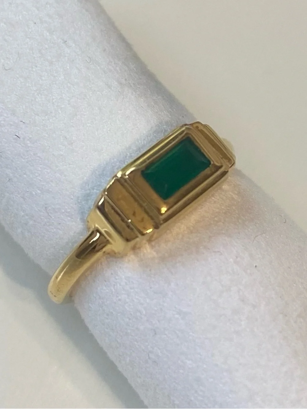 MONICA VINADER Baja Deco Ring with Green vermeil stone and 18k gold